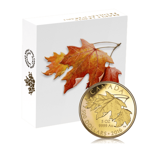 Preowned 5oz Gold Canadian Maple Leaves Box Set (2016)